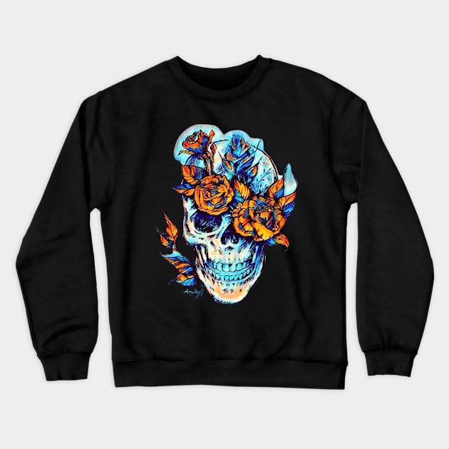 Skull Flowers Crewneck Sweatshirt by Lees Tees